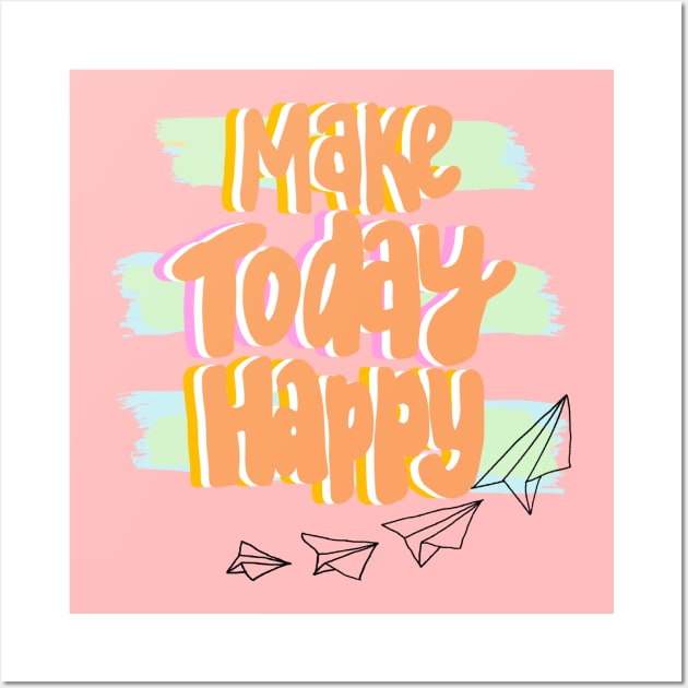 Make today happy with paper plane Wall Art by thecolddots